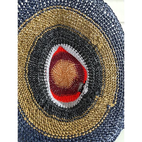 Wommelsdorff Hat Wide Brim Striped‎  Straw Knit Design Handmade in Germany main image 5